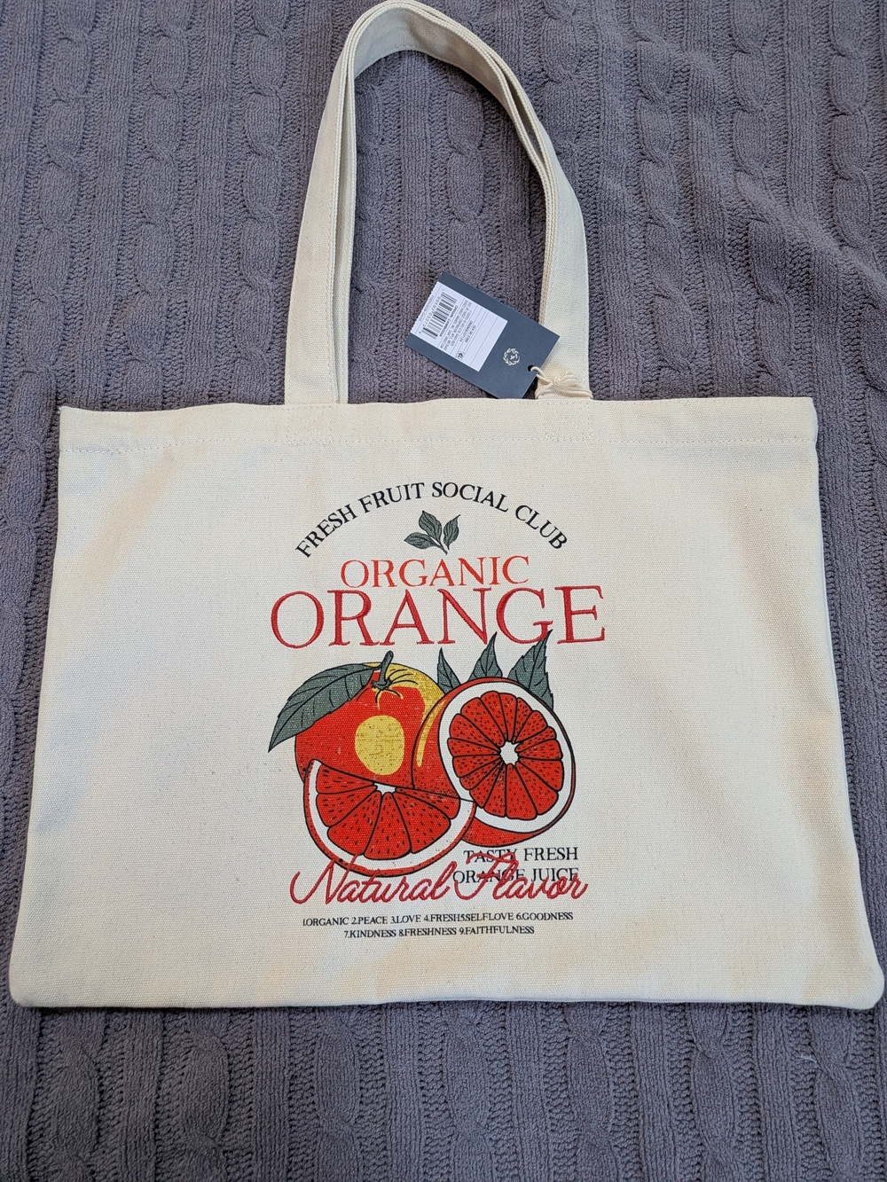 Medium size canvas market tote bag with beautiful orange fruit Design BNWT